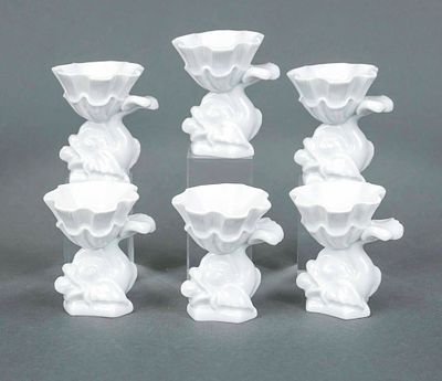 Six egg cups, Meissen, late 20th century, first-grade quality, re-design of the famous Swan 