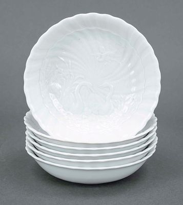 Six dessert bowls, Meissen, late 20th century, first-grade quality, re-design of the famous 