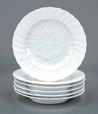 Six dessert plates, Meissen, late 20th century, first-grade quality, re-creation of the famous 
