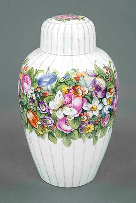 Lidded vase, Nymphenburg, mark 1910–75, designed by Prof. Joseph Wackerle (1880–1959), ovoid 