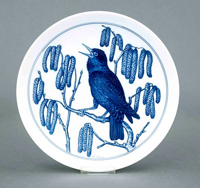 Wall plate, Meissen, mark after 1934, first-grade, flat form with smooth rim, decoration 