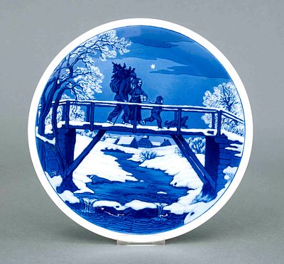 Christmas plate, Meissen, Pfeiffer mark 1924–34, 1st choice, model no. K 276, flat shape with 
