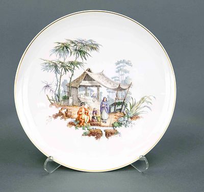 Large wall plate, KPM Berlin, mark 1870–1945, First-grade, slightly concave shape with smooth 