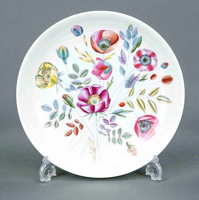 Large bowl, Nymphenburg, 1950s, round shape, design by Robert Raab (1905–1989, painter and art 