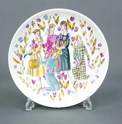 Large bowl, Nymphenburg, 1950s, round shape, design by Robert Raab (1905–1989, painter and art 