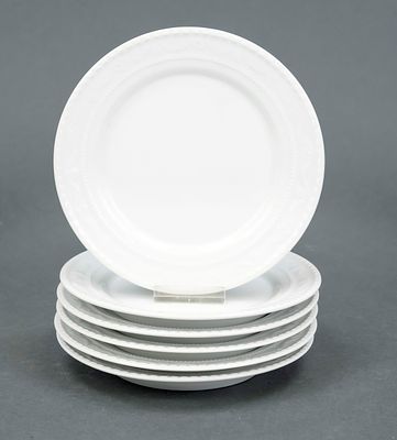 6 bread plates, KPM Berlin, 1962–92, second-grade, “Kurland” form, design for the last Duke of 