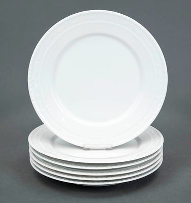 6 dinner plates, KPM Berlin, 1962–2000, second-grade, Kurland form, design for the last Duke of 