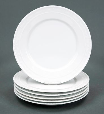 6 dinner plates, KPM Berlin, 1962–2000, second-grade, Kurland form, design for the last Duke of 