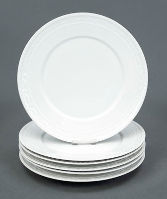 6 gourmet plates, KPM Berlin, 1962–92, second-grade, Kurland form, design for the last Duke of 