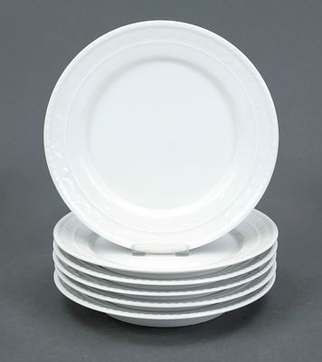 6 dessert plates, KPM Berlin, 1962–2000, first-grade, Kurland form, design for the last Duke of 