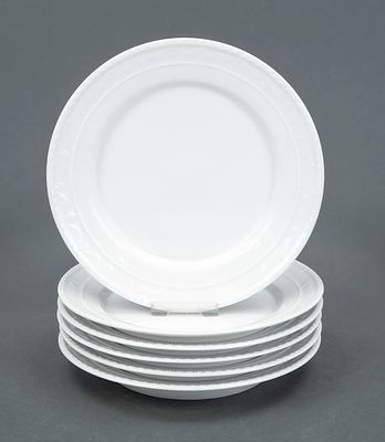 6 dessert plates, KPM Berlin, 1962–2000, second-grade, Kurland form, design for the last Duke 