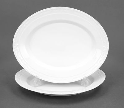 2 oval roasting platters, KPM Berlin, 1962–92, second-grade, Kurland form, design for the last 