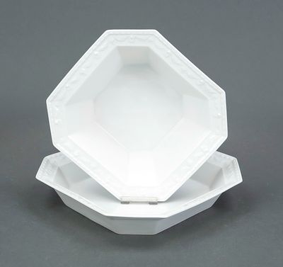 2 square bowls, KPM Berlin, 1962–92, second choice, Kurland form, design for the last Duke of 