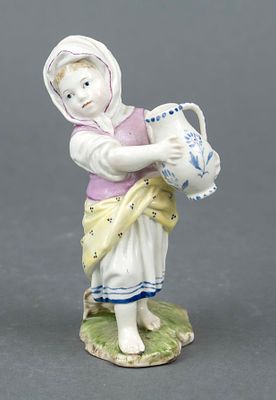 Girl with Water Jug, Damm, mid-19th century, after a H&ouml;chst model by J. P. Melchior, polychrome 