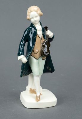 Mozart as a boy, Kunstkeramische Fabrik F&ouml;rster & Co., Vienna, ca. 1900, faience, polychrome 