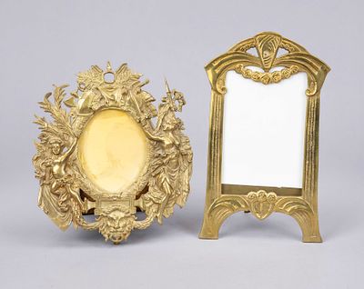 2 tabletop picture frames. Second half of the 20th century. Brass with relief decoration. 1 in 