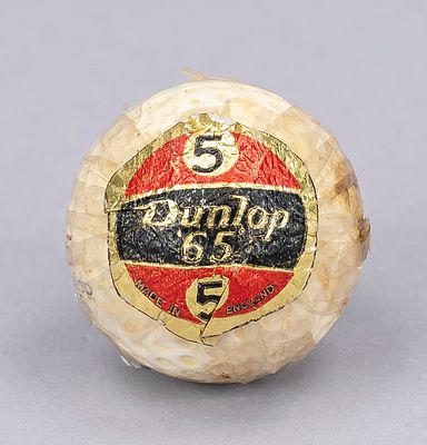 Vintage golf ball, 2nd half of the 20th century, model “5 Dunlop 65,” marked “Bubi Scholz” for 