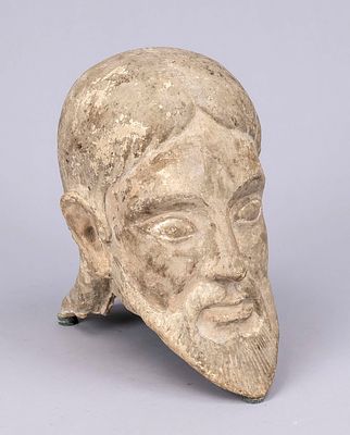 Clay head, Persia, likely a replica based on a model from northern Iran, 5th/6th century AD (?) 
