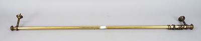 Curtain rod, late 19th/early 20th century, brass. Rod with hemispherical finials, 2 wall 