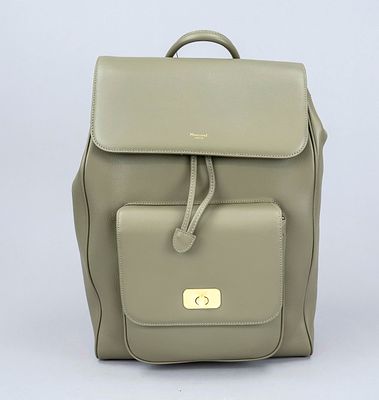 Moncrief, Ella Backpack, khaki-colored fine-grained leather, gold-colored hardware, short 