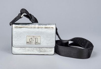 Furla, Silver Mini 1927 Crossbody Bag, silver-colored grained leather, silver-colored hardware 