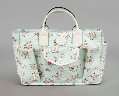Gucci, Children's Dog and Flower Pattern Mint Green Canvas Bag, multicolored printed canvas 