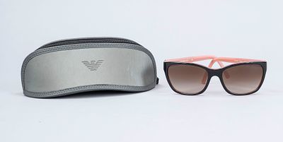 Emporio Armani, sunglasses, plastic frame in aubergine and rose, brown-violet tinted lenses 
