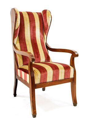 Biedermeier wingback chair, circa 1820, solid oak, 123 x 63 x 80 cm., The furniture is located 
