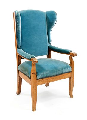 Biedermeier armchair with winged back, 19th century, solid oak, 113 x 64 x 58 cm., The 
