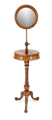 English dressing mirror, 19th century, mahogany, height-adjustable, screw over-tightened, H. 