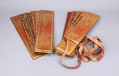 2 Kammavaca manuscripts, Burma/Myanmar, 19th/20th century; wood with red lacquer, black script 
