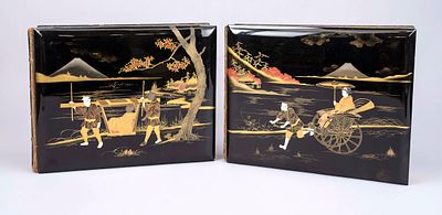 2 albums from Japan, 1890s (Meiji period). Both fully stocked with color silver gelatin prints 