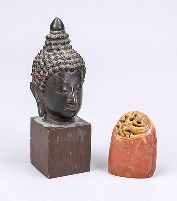 Shou-Shan stone seal, China 19th/20th century, carved with a dragon at the upper end, with very 