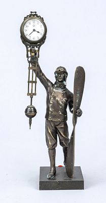 Mysterieuse, late 20th century, replica of the well-known Junghans clock depiction of an 