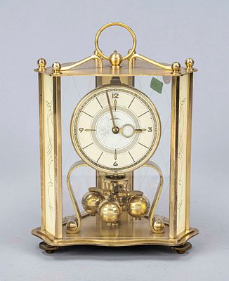 Annual calendar, rotating pendulum clock, ''KERN'', circa 1950, gold-plated brass, plexiglass 