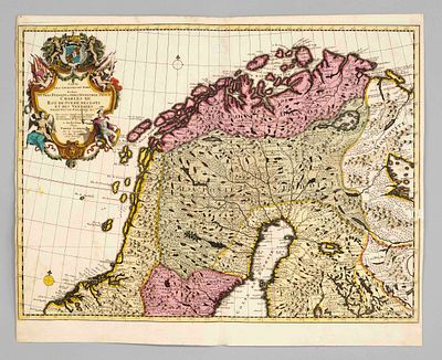 Historical map of Northern Scandinavia -- ''Carte des Courones du nord...'', color copper 