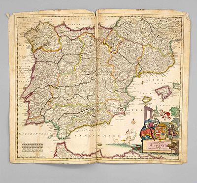 Historical map of Spain --- ''Accuratissima Totius Regni Hispaniae...'', Justus Danckerts 