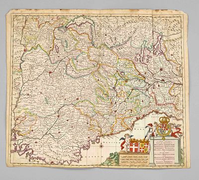Historical map of southern France and northern Italy -- ''Novissima Descriptio Tabulae 