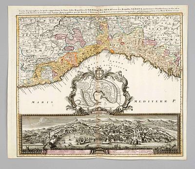 Historical map of Genoa - ''Carta Geographica, la quale rappresenta lo Stato della Republica di 