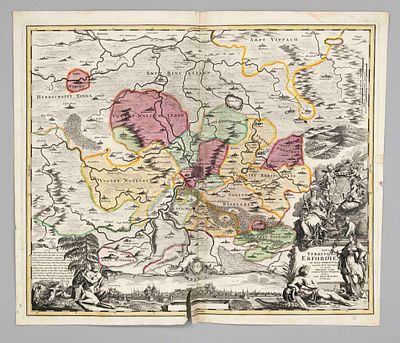 Historical map of Erfurt and the surrounding area -- ''Nova Territorii Erfordiensis... 