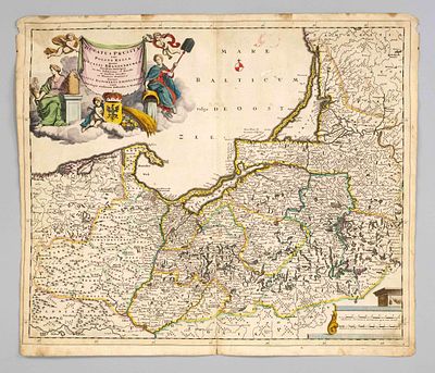 Historical map of the Baltic coast -- ''Ducatus Prussiae tam Polono Regiae, quam Ducalis 