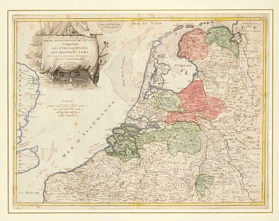 Historical map of the Netherlands, 18th century, copper engraving by Remondini, “Partie 