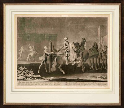 Georg Philipp Rugendas (1666–1742), “Man h&auml;lt wann um ein Eck…,” large engraving from 