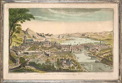 Two peep-show prints circa 1780: Views of Geneva and Paris (Les Boulevards de Paris pris de la 