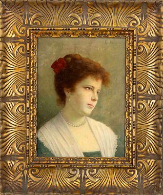 Ernst Anders (1845–1911), Portrait of a Red-Haired Woman, oil on wood, signed lower right, 32 x 