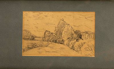Hans am Ende (1864–1918), “Ditch near Haars,” black chalk drawing on chamois-colored paper 