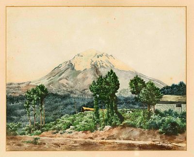 Severo Amador (1886–1931), Mexican painter, two landscape motifs from Mexico, watercolors on 