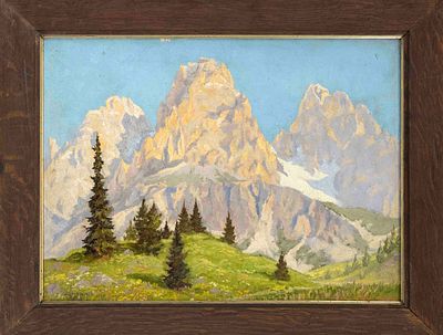 Johannes Sch&uuml;tz (1886–?), Swiss landscape painter, high-alpine landscape, oil on canvas, signed 