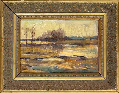 Monogramist C.W., first half of the 20th century, three small Impressionist landscapes, oil on 