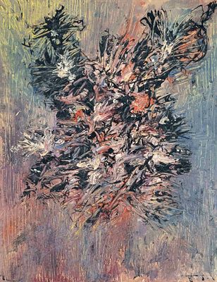 Unidentified painter of the Infomel, composition in oil on canvas, applied in thick impasto 